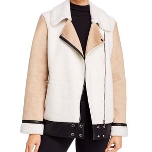 Aqua faux shearling moto Jacket